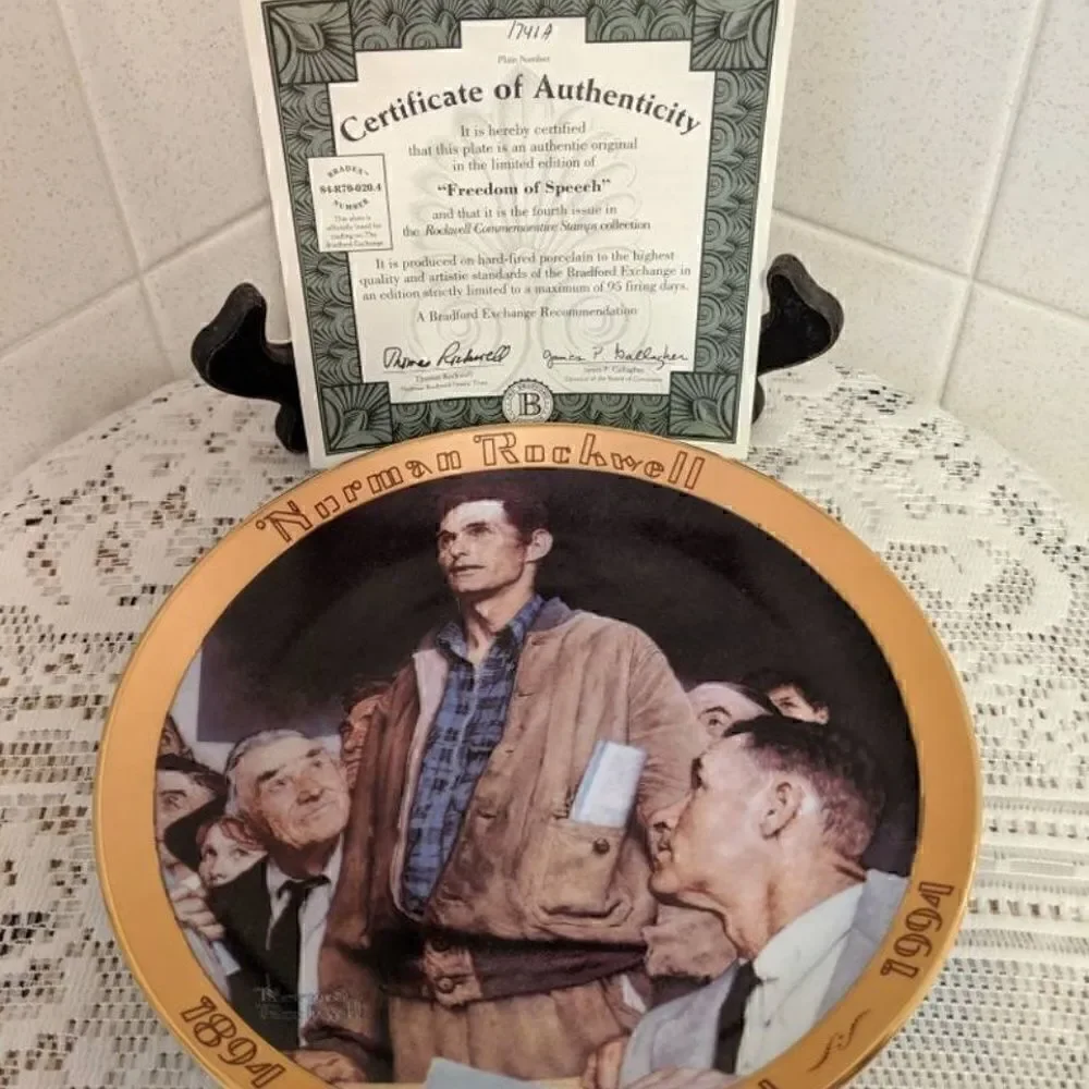 VINTAGE Norman Rockwell Freedom of Speech Painting Collector's Plate Rare 1994